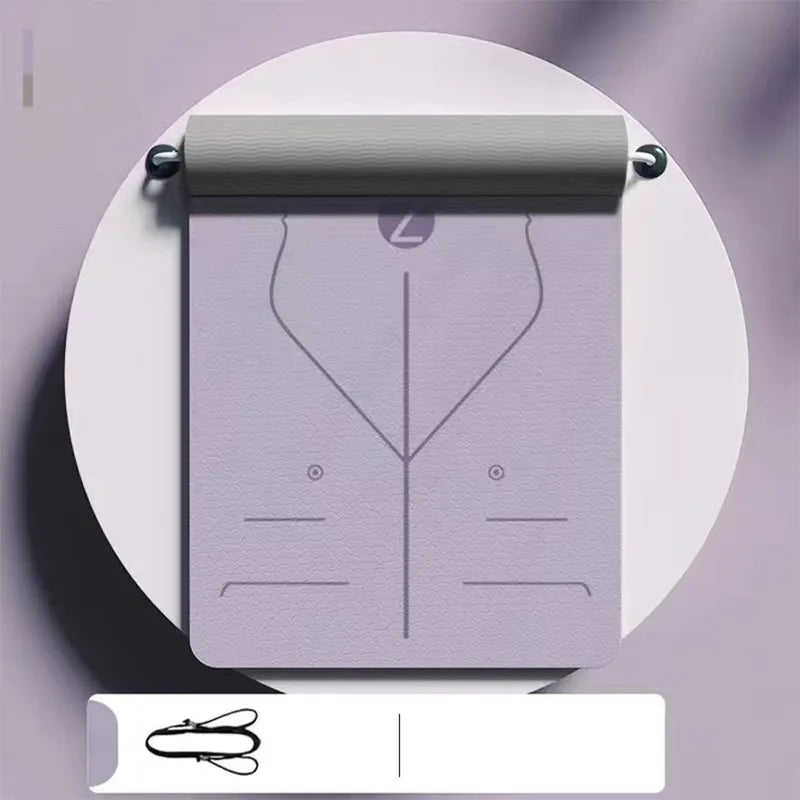 Durable TPE Body Line Yoga Mat purple