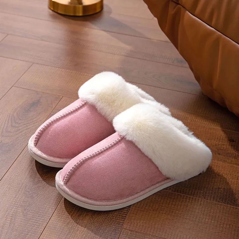 Winter Warm Flat Fur Slippers Pink