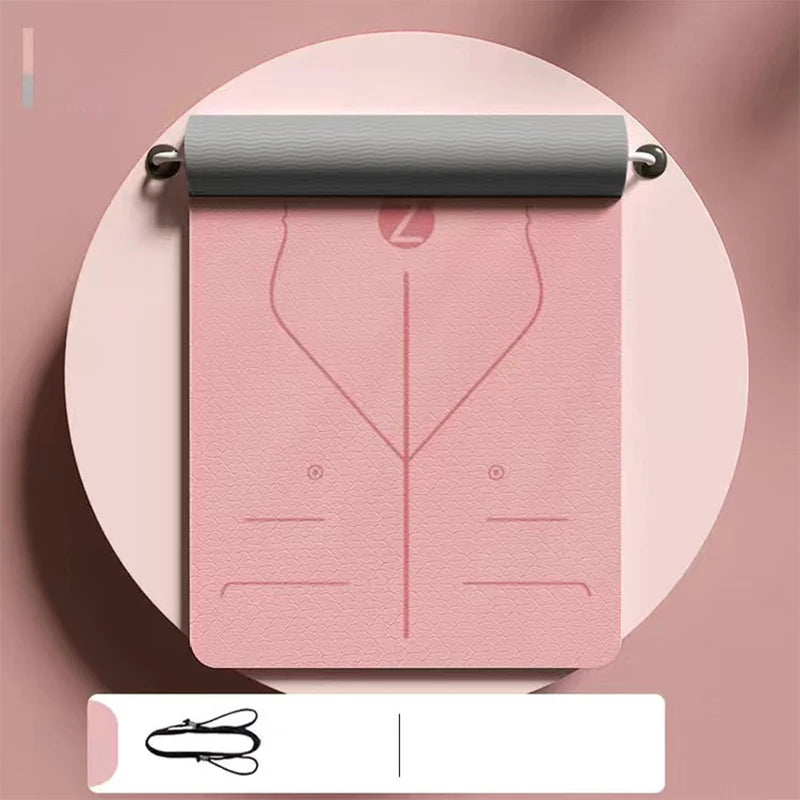 Durable TPE Body Line Yoga Mat pink